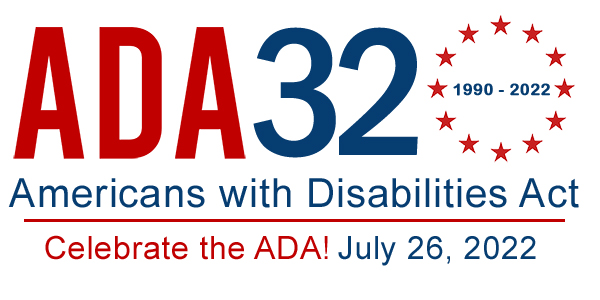 logo for the Americans with Disability Act. 32nd Anniversary of the law.